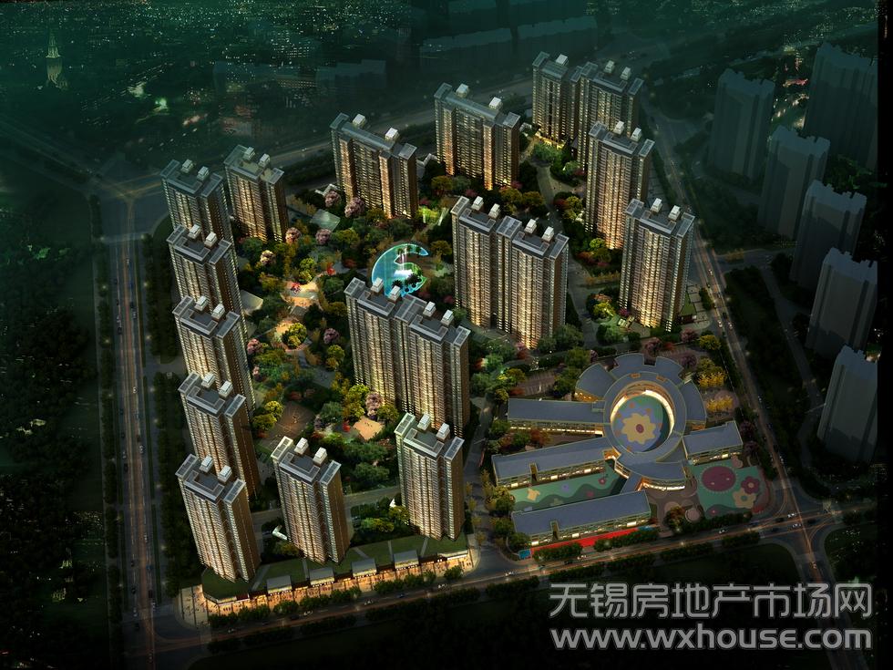 项目D区夜景鸟瞰图      